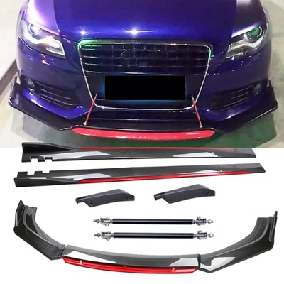 For Audi S3 S4 S5 Carbon Fiber Look Front Lip Chin Bumper Body Kit ABS Plastic​ Foto 1 de 4