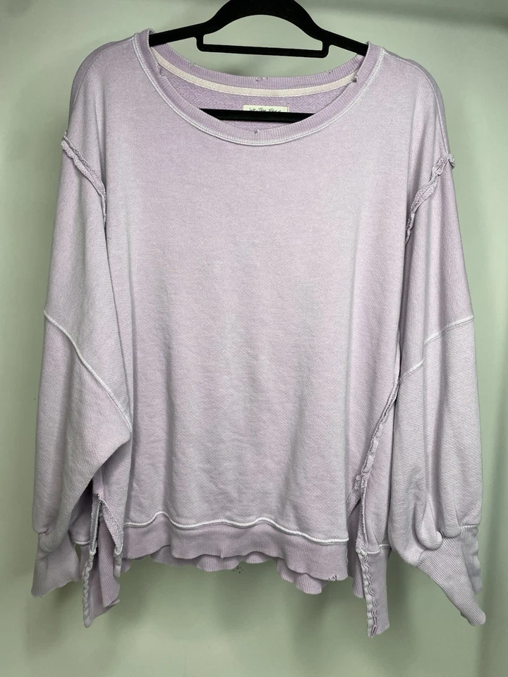 We The Free People Camden Sweatshirt Women's Medium Purple Oversize Boho Top - Image 1 of 4