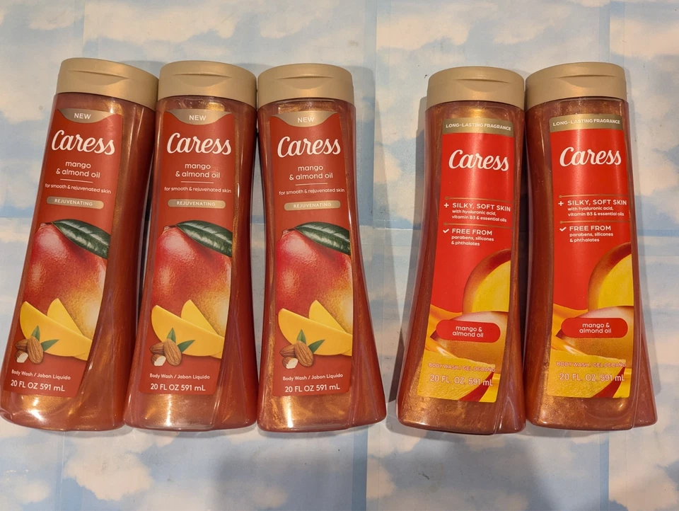 LOTE (5) GEL DE BAÑO REJUVENECEDOR DE MANGO Y ALMENDRAS CARICIAS 20 FL OZ Foto 1 de 1