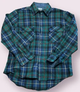 VTG Fieldmaster Flannel Plaid Wool Blend Long Sleeve Button Down Mens L - Picture 1 of 9