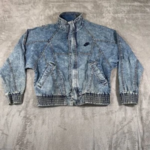 Vintage Nike Challenge Court Jacket Unisex Medium Acid Wash Denim Bomber Agassi - Picture 1 of 10