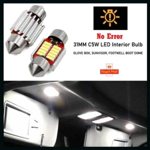2 x 31mm Interior LED bulb Xenon White Light Festooon Glove Box Dome C5W 10 SMD - Picture 1 of 1