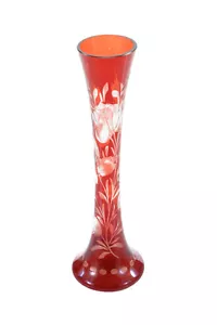 Bohemian antique Cut Ruby Glass 7" cabinet Vase - Picture 1 of 9