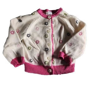 Baby Gap Girls Cardigan Sweater Flowers Floral 6-12 Month - Picture 1 of 6