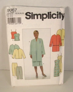 Simplicity 9067 Dress, Top, Pants & Jacket Misses 12-18 Pattern Uncut Free Ship! - Picture 1 of 2