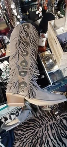 NAUGHTY MONKEY RODEO DOLL TAUPE COWGIRL BOOTS BRONZE TRIM 9 M NEW - Picture 1 of 5