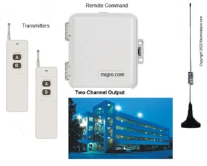 Interruptor de radio remoto inalámbrico de largo alcance 2 canales 2 polos 40A 600 V, puertas de control 120 V - Imagen 1 de 4