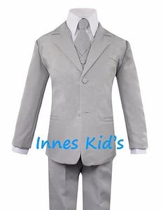 Formal Kids Toddler Boys Suit 5 pieces Set with Vest and Tie Choice of Colors - Picture 1 of 25