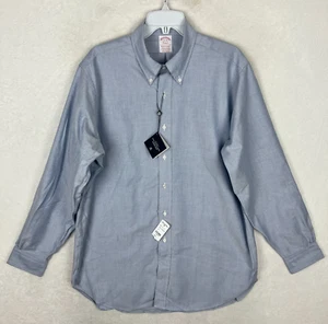 Brooks Brothers Oxford Button Down Shirt Mens 16 34 New Blue USA Long Sleeve - Picture 1 of 10