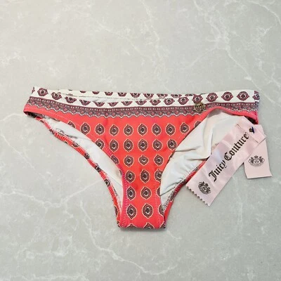 Juicy Couture Swim Bikini Bottoms New! Pink Paisley XL - Image 1 of 4