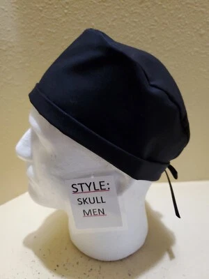 Solid Black Men's Skull/Chemo Surgical Scrub Hat/Cap  - Image 1 of 4