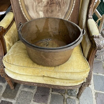 Ancien Grand Chaudron Cuivre XIX - Photo 1/4