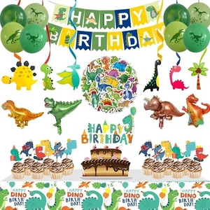 Dinosaur Birthday Party Supplies Set, 104 Pcs with Balloons, Banner, Cake Topper - Picture 1 of 5