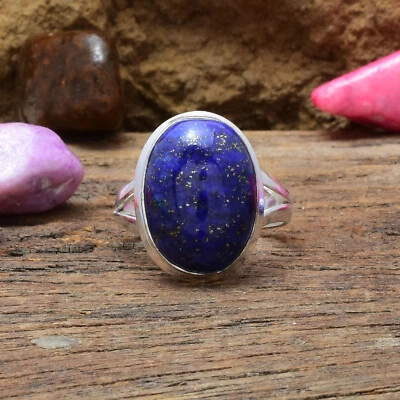 Fantastico Blu Lapislazzuli Gemma 925 Argento Sterling Artigianale Anello - Immagine 1 di 3