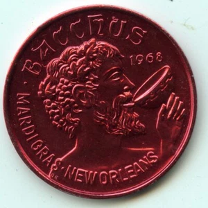 Mardi Gras Doubloon Krewe of Bacchus 1972 Aluminum Bacchus King - Picture 1 of 2