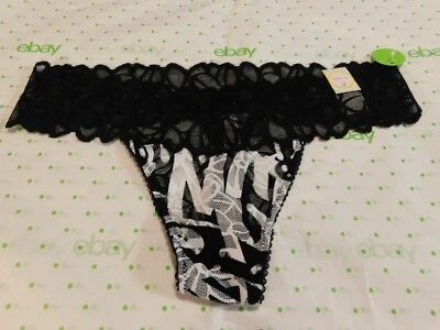 Flirtitude Women's Thong Panties Size X-LARGE Graffiti Walk Cotton W Lace Band - Image 1 of 2