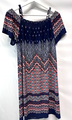 Tiana B Casual Summer Aztec Print Knit  Beachy Dress Short Sleeve 10 - Image 1 of 4