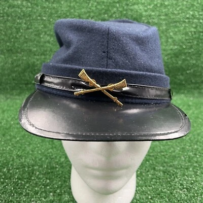 Réplica Kepi de lana del ejército de la Unión Guerra Civil con rifles cruzados talla pequeña azul negro Foto 1 de 4