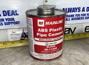 ABS PLASTIC PIPE CEMENT 32 oz Black Medium BODIED FAST SETTING + 8” INTERF FIT - Picture 1 of 5