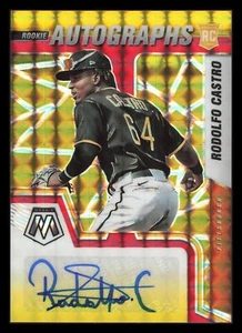 Rodolfo Castro RC /88 Auto Fusion Red Yellow Prizm 2022 Panini Mosaic Pirates - Picture 1 of 2