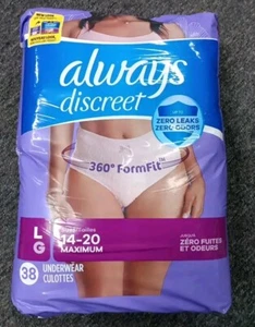 Always Discreet Adult Incontinence / Postpartum Women's Underwear, Size L, 38 CT - Picture 1 of 8