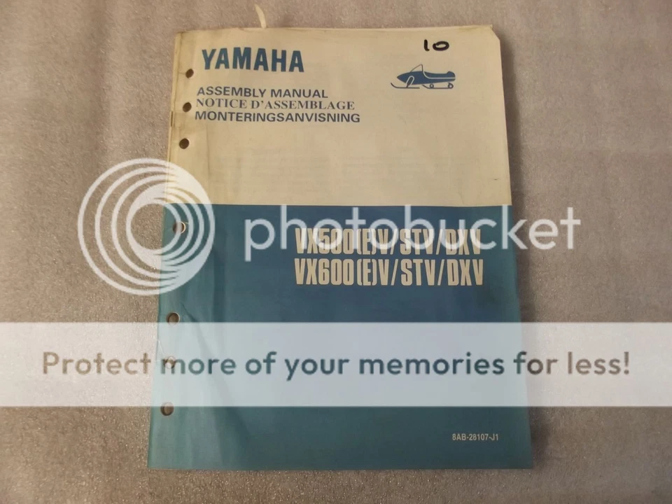 YAMAHA VX500 (E) V /STV/DXV  VX600 (E) V / STV/ DXV ASSEMBLY MANUAL 10 - Image 1 of 1