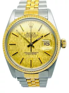 Rolex Oyster Perpetual Datejust Linen Dial Two Tone 36mm 1980 Cal.3035 Ref.16013 - Picture 1 of 16