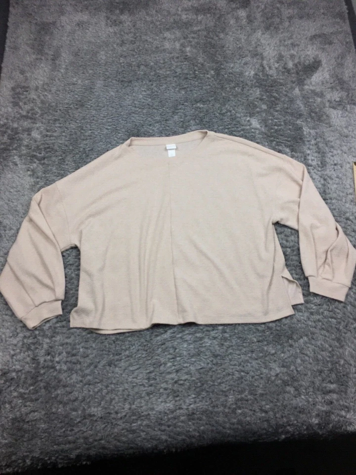 H&M Cropped Top Womens Size Large Beige Long Sleeve Shirt  - Image 1 of 4