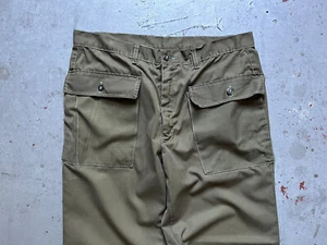 40s 50s Vintage US British Army Military Prentice Zipper Olive Cargo Pants 52 L - Picture 1 of 19