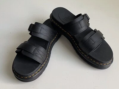 Dr DOC Martens Men's Size 13 Chilton Leather Slide Sandals Black Hydro NEW - Image 1 of 4