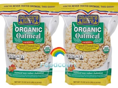 2 x Avena Orgánica Coach's Oats Original Avena agrietada y tostada 72 oz cada una = 9 lb Foto 1 de 4