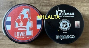 NHL Edmonton Oilers Kevin Lowe Alumni Retirement Night Souvenir Puck - Picture 1 of 1