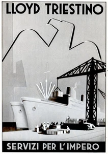 LLOYD TRIESTINO-Servizi per l'Impero-Colonie-Acquila-gru-Nave-fasciO 1937 - Imagen 1 de 1