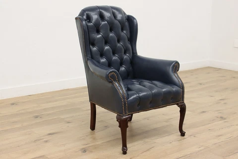 Traditional Georgian Design Vintage Tufted Leather Office Library Chair #44439 Cover