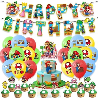 NUEVO Super Mario Bros. Juego Tema Cumpleaños Fiesta Decoración Suministros Set Vendedor de EE. UU. Foto 1 de 4