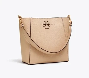 Tory Burch Camel Pebbled Leather Bucket Bag - Picture 1 of 11