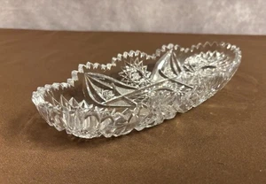 Amerikanische Brillant Periode geschliffen Kristallglas Sellerie Schale Sägezahn Rand 11” x 4,5” - Bild 1 von 19