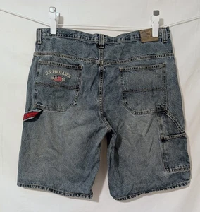 Y2K Polo ASSN Jean Shorts 42 Baggy Carpenter Wide Leg Red Strap Skater Grunge - Picture 1 of 12