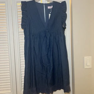 Mameluco/Vestido Boho Rosa Lily Chambray Denim Azul Talla L - Imagen 1 de 15