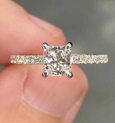 1.30 CT Princess Cut IGI Lab Grown Certified Diamond Wedding Ring 14K White Gold - Image 1 of 4