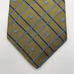 Brooks Brothers 346 Tie 58x3.25 Silk Gold Logo Foulard Silver Navy VGUC - Picture 1 of 7