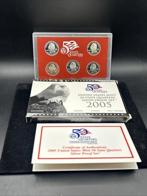 2005 US Mint 50 State Quarters Silver Proof Set COA+OGP Uncirculated US Coin T52 - Image 1 of 4