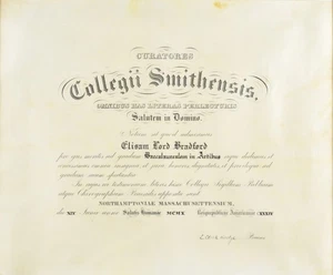 c1910 Antique Smith College B.A. Diploma Certificate Elisam Lord Bradford - Picture 1 of 4