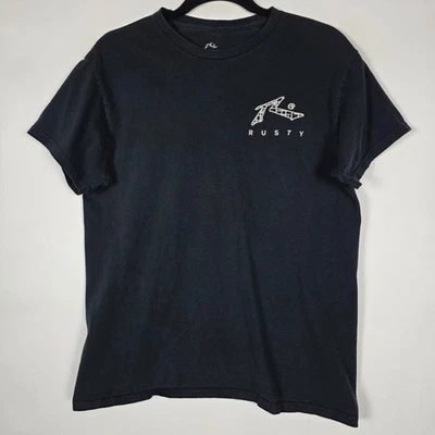 Tabla de surf oxidada para hombre camiseta gráfica negra manga corta mediana Foto 1 de 4