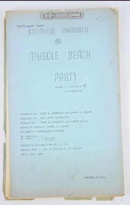 Muscle Beach Party - Original 1964 Film Script & continuity. Frankie Avalon - Image 1 of 3