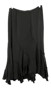 Josephine Chaus Silk Black Midi Skirt Size 10 Y2K Dark Fairy Whimsigoth Witchy - Picture 1 of 12