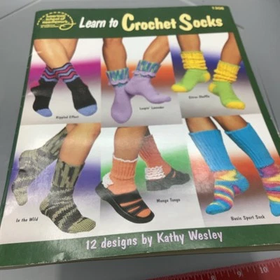 ASN: LEARN TO CROCHET SOCKS Book #1308 by Kathy Westley - 12 Designs New - Image 1 of 4