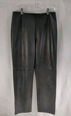 Yansi Fugel Women's Leather Pants Size 6 Black Straight Leg Front Zipper Ladies - Image 1 of 4