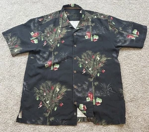 Tommy Bahama Mens Shirt Large Seasons Greetings Hawaiian Silk Wool Christmas AOP - Picture 1 of 11