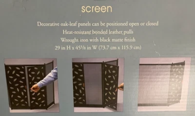 Pantalla decorativa para chimenea Michael Graves de hojas de roble con asas de cuero - Objetivo Foto 1 de 4